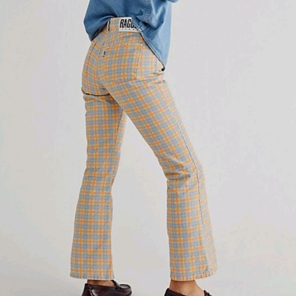 The Ragged Priest Prevail Jeans Checkerboard Wide Leg Size 24